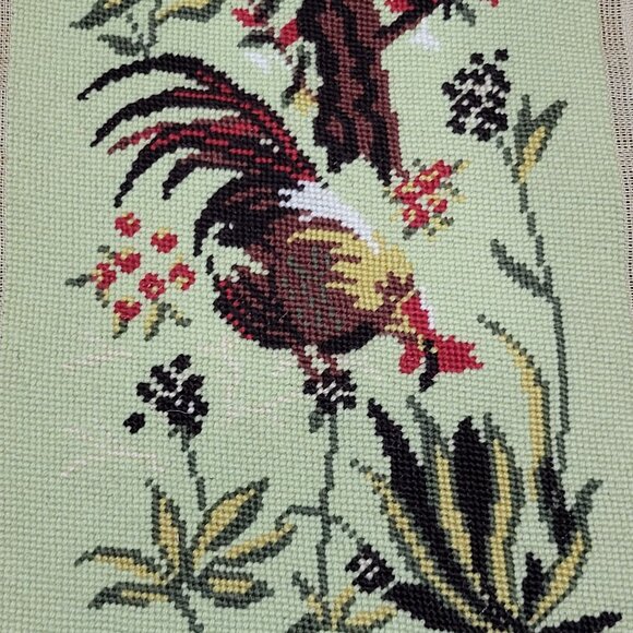 Handmade Finished Pair Completed Cross Stitch Rooster Hen Chicken Embroidery Unf - Picture 10 of 16